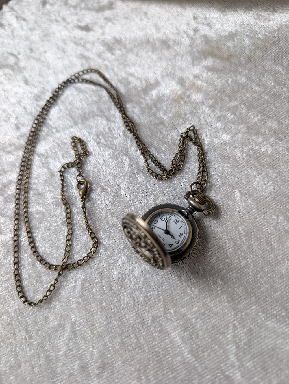Mini Pocket Watch Necklace Dragonfly Bronze